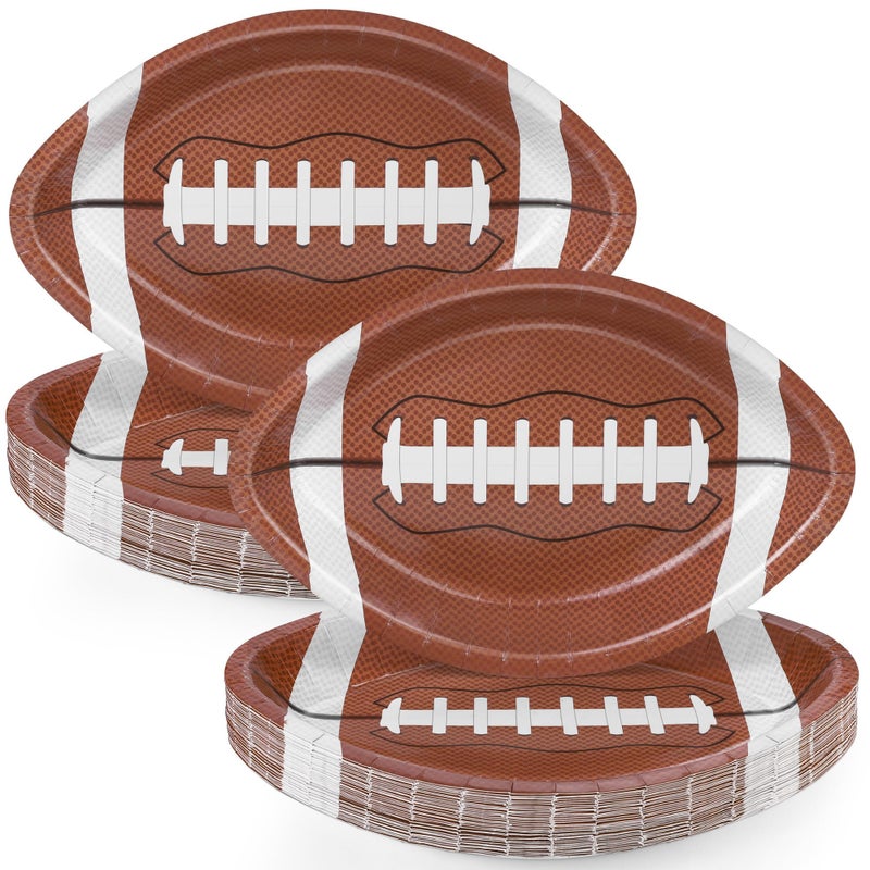 TURSTIN 50 Pieces Football Themed Disposable Paper Plates Football Party Supplies Food Serving Tray for Football Birthday Party Decorations Sports Game Day Serveware, 11.6 x 7.8 Inches - Image 1
